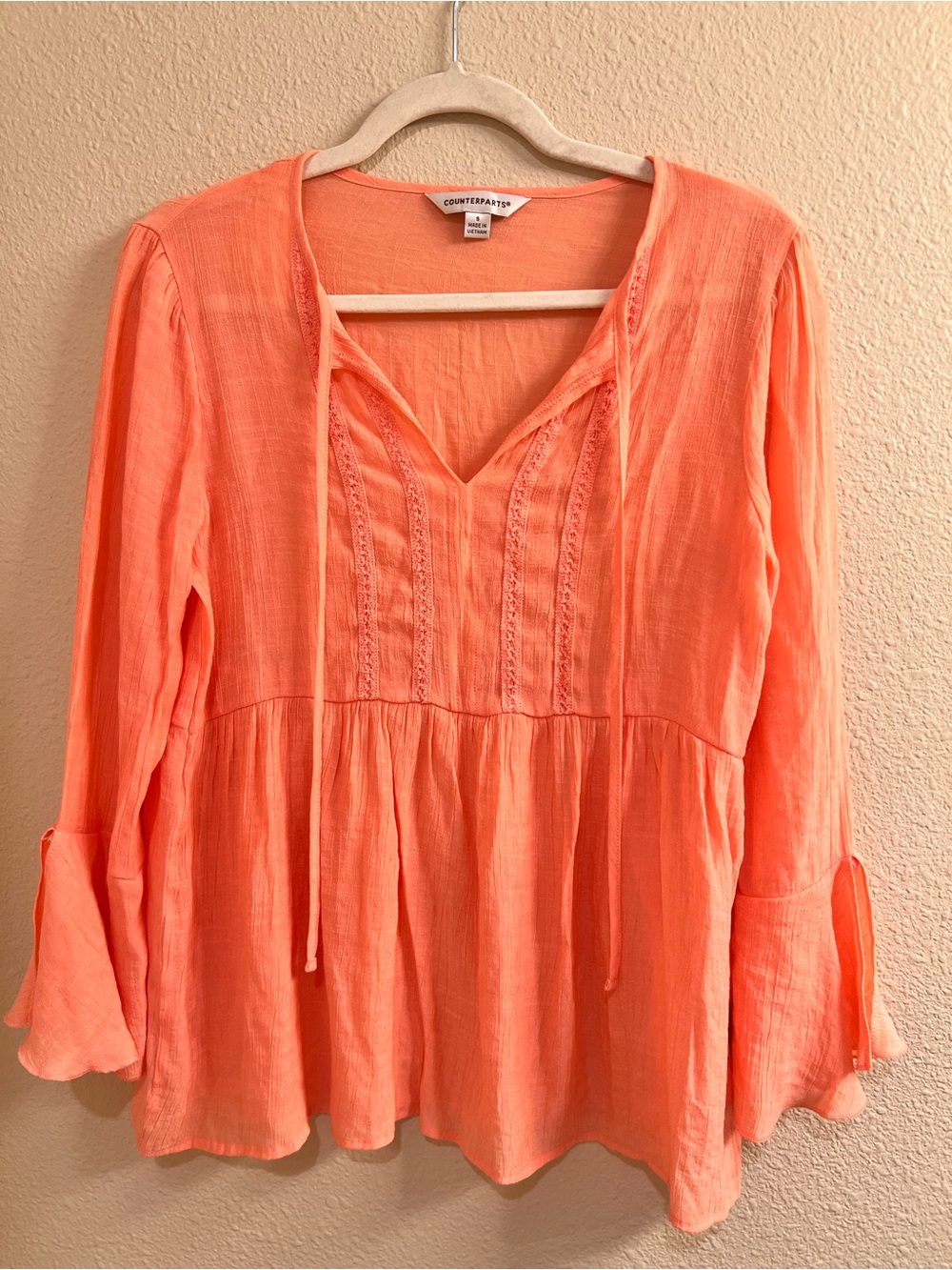 Counterparts Coral V-Neck Peasant Tunic